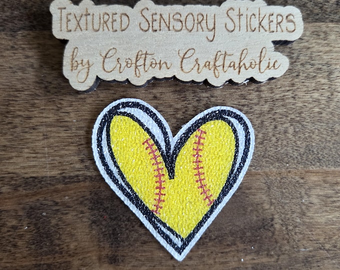 Heart softball Textured Sensory Sticker, tactile fidget, fidget for calming, texture strips for neurodiversity, ADHD, autism, gift for girl