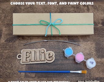 Paint Your Own Bag Tag Kit - Personalized gift for kids, custom birthday gift, sleepover party favor, art stocking stuffer, craft project