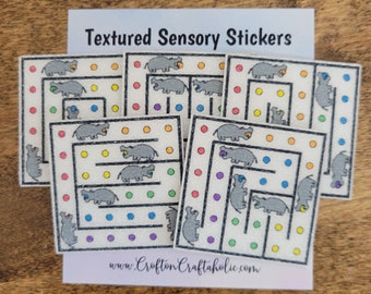 Hippopotamus Maze Textured Sensory Sticker, tactile fidget, fidget for calming, textured strips for neurodiversity, fidget sticker, stimming