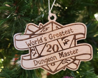 World's Greatest Dungeon Master Christmas ornament - ornament for D&D player, Dungeons and Dragons gift, D20 geek gift, tabletop gaming