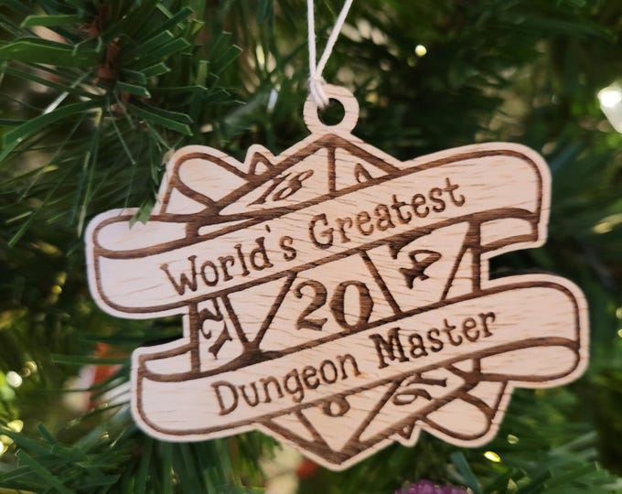 World's Greatest Dungeon Master Christmas ornament - ornament for D&D player, Dungeons and Dragons gift, D20 geek gift, tabletop gaming