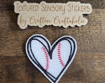 Heart baseball Textured Sensory Sticker, tactile fidget, fidget for calming, texture strips for neurodiversity, ADHD, autism, gift for boy
