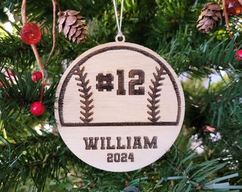 Personalized Baseball / Softball Christmas ornament - custom ornament for club softball player, high school baseball coach gift from team