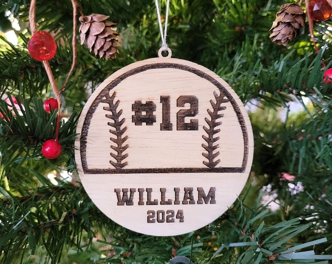 Personalized Baseball / Softball Christmas ornament - custom ornament for club softball player, high school baseball coach gift from team