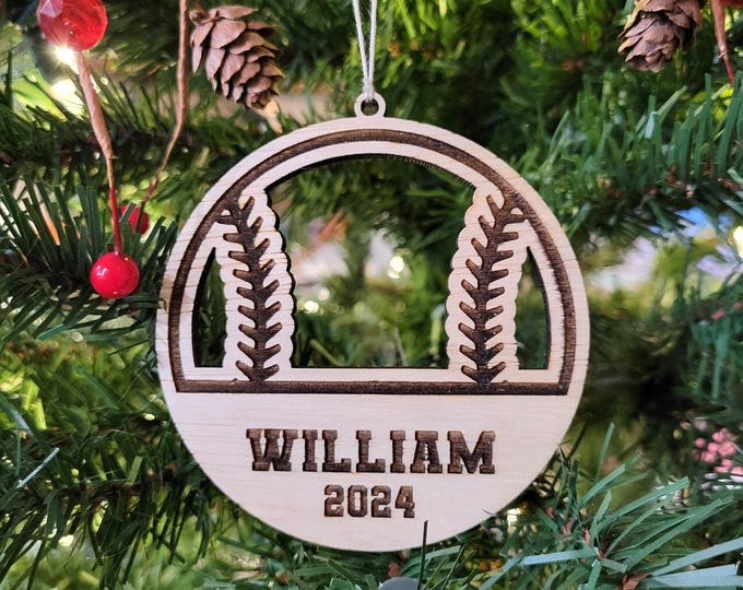 Personalized Baseball / Softball Christmas ornament - custom ornament for club softball player, high school baseball coach gift from team