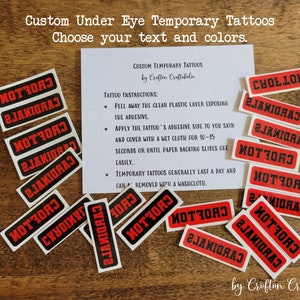 Custom Temporary Tattoos for Sports and Game Day - Great for High School, College, or Pro Players and Fans, football, lacrosse, field hockey