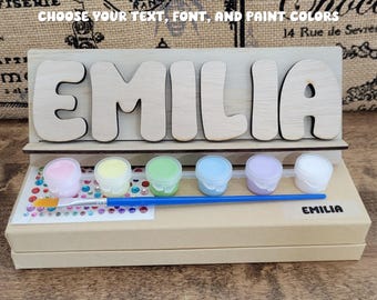 Paint Your Own Name Kit - Personalized gift for kids, custom birthday gift, party favor, art Christmas gift, stocking stuffer, craft project