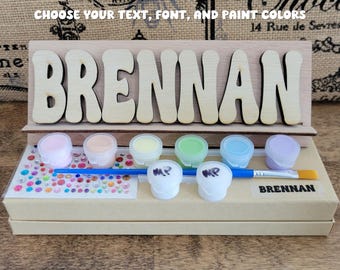 Paint Your Own Name Kit - Personalized gift for kids, custom birthday gift, sleepover party favor, art stocking stuffer, craft project girl
