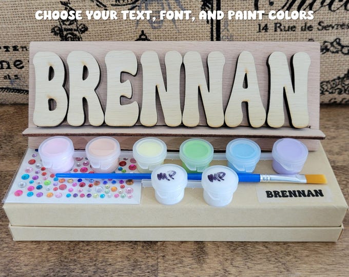 Paint Your Own Name Kit - Personalized gift for kids, custom birthday gift, sleepover party favor, art Easter basket stuffer, craft project