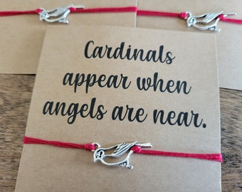 Memorial String bracelet with your choice of charm and gift card - adjustable bracelet or anklet, cardinal charm bracelet, memorial gift