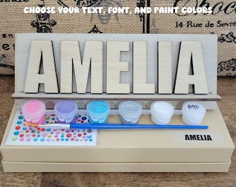 Paint Your Own Name Kit - Personalized gift for kids, custom birthday gift, sleepover party favor, art Easter basket stuffer, craft project