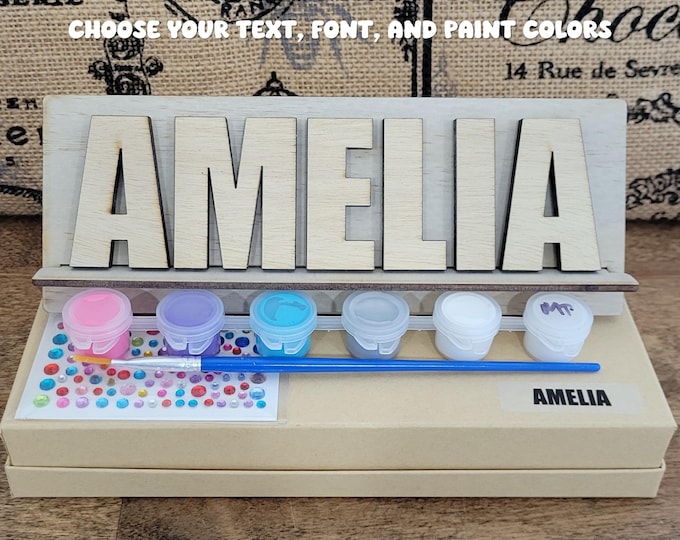 Paint Your Own Name Kit - Personalized gift for kids, custom birthday gift, sleepover party favor, art Easter basket stuffer, craft project