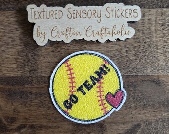 Softball Textured Sensory Sticker, tactile fidget, fidget for calming, texture strips for neurodiversity, ADHD, autism, GO TEAM!, team gift