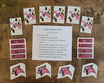 Crofton Cardinals temporary tattoos - Crofton High School Cardinals, cardinal mascot, Crofton C, football lacrosse field hockey soccer