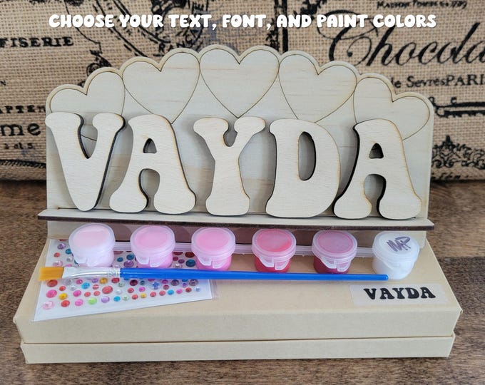 Paint Your Own Name Kit - Personalized gift for kids, custom birthday gift, sleepover party favor, art Valentine's Day gift, craft project
