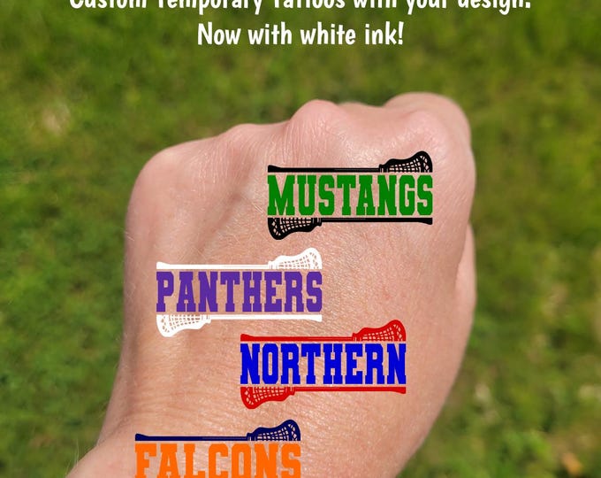 Custom Temporary Tattoos for Lacrosse Teams - Split lax sticks, Team Spirit, School Colors, High school lacrosse, travel team tournament
