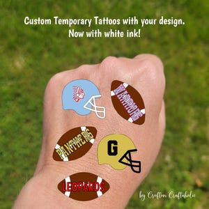 Custom Temporary Tattoos for football - Team Spirit, School Spirit, Birthday Party Favors, High school football, football fan essentials