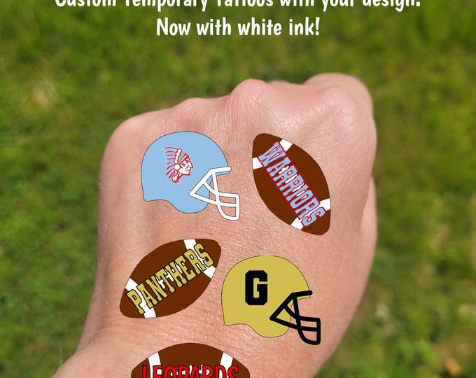 Custom Temporary Tattoos for football - Team Spirit, School Spirit, Birthday Party Favors, High school football, football fan essentials
