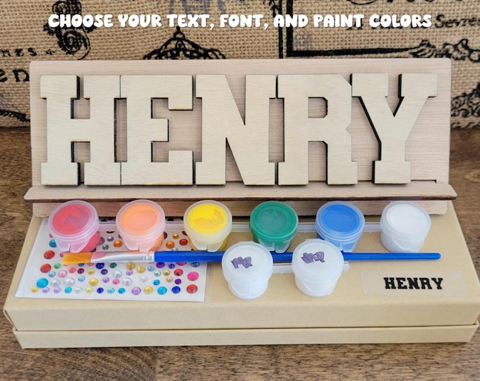 Paint Your Own Name Kit - Personalized gift for kids, custom birthday gift, sleepover party favor, art stocking stuffer, craft project girl