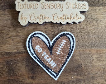 Heart football Textured Sensory Sticker, tactile fidget, fidget for calming, texture strips for neurodiversity, ADHD, autism, GO TEAM!