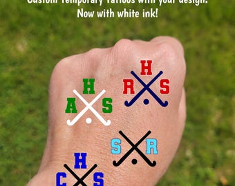 Custom Temporary Tattoos for Field Hockey Teams - Team Spirit, School Spirit, Birthday Party Favors, High school field hockey fan essentials