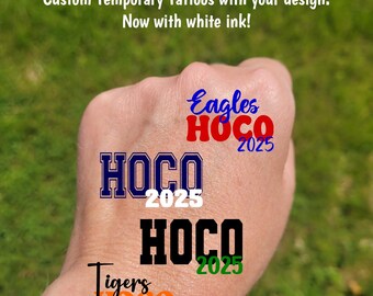Custom Temporary Tattoos for Homecoming - cheerleader tattoos for football games, Team Spirit, School colors, High school homecoming parade
