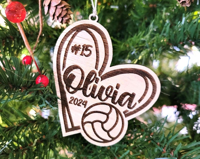 Personalized Volleyball Christmas ornament - custom ornament for club volleyball player, high school volleyball coach gift from team