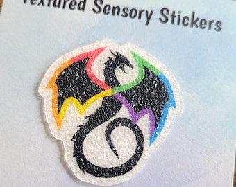 Dragon Rainbow Infinity Textured Sensory Sticker, tactile fidget, fidget for calming, texture strips for neurodiversity, ADHD, autism