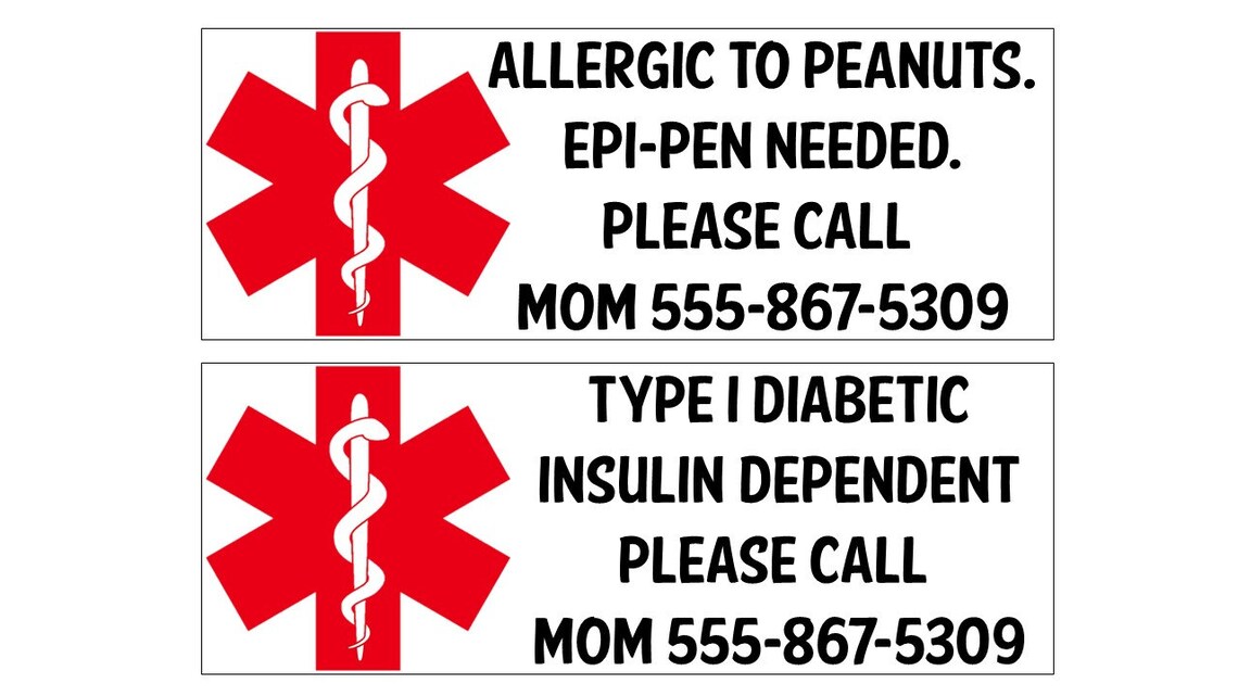 Custom Temporary Medical Alert / Contact Info Tattoos Name / Etsy