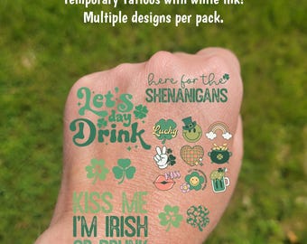 Temporary Tattoos for St. Patrick's Day - St. Paddy's Day pub crawl, bachelorette party tattoos, retro design, Saint Patrick's Day parade