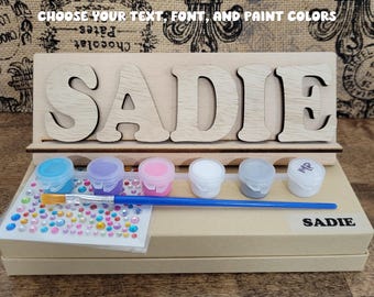 Paint Your Own Name Kit - Personalized gift for kids, custom birthday gift, party favor, art Christmas gift, stocking stuffer, craft project