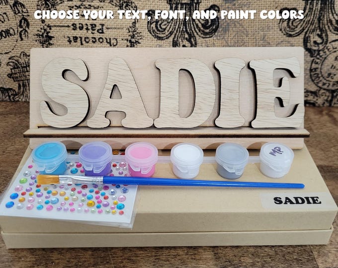 Paint Your Own Name Kit - Personalized gift for kids, custom birthday gift, party favor, art Christmas gift, stocking stuffer, craft project