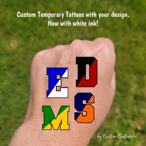 Custom Temporary Tattoos for football games - custom text for school, team, mascot, Team Spirit, School colors, High school cheer team