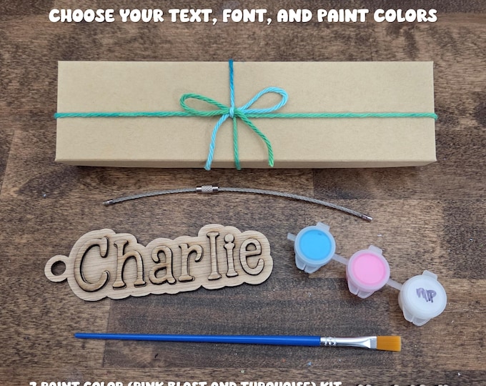 Paint Your Own Bag Tag Kit - Personalized gift for kids, custom birthday gift, sleepover party favor, art stocking stuffer, craft project