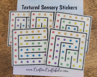 Rainbow Maze Textured Sensory Stickers, tactile fidget, fidget for calming, textured strips for neurodiversity, fidget sticker, stimming