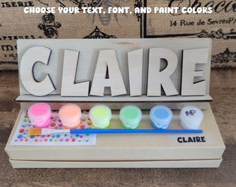 Paint Your Own Name Kit - Personalized gift for kids, custom birthday gift, sleepover party favor, art Easter basket stuffer, craft project