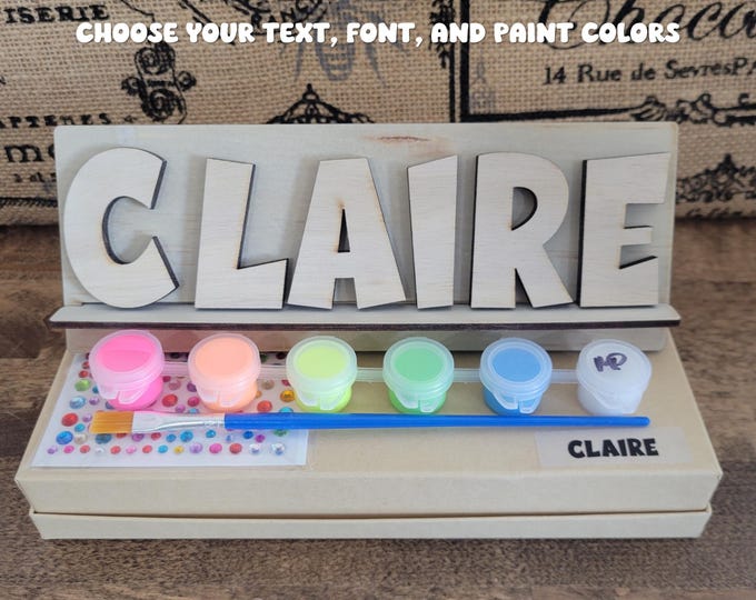 Paint Your Own Name Kit - Personalized gift for kids, custom birthday gift, sleepover party favor, art Easter basket stuffer, craft project