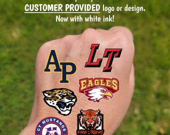 Custom Temporary Tattoos with your logo or image - Team Spirit, School Spirit, Birthday Party Favors, Bachelorette Party, Booth Give-Away