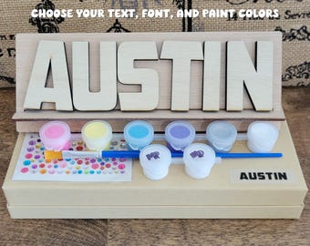 Paint Your Own Name Kit - Personalized gift for kids, custom birthday gift, sleepover party favor, art stocking stuffer, craft project girl