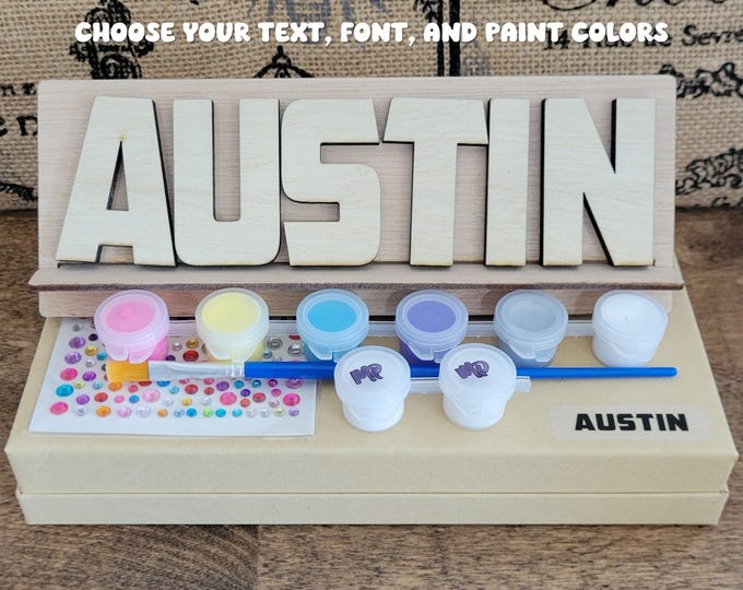 Paint Your Own Name Kit - Personalized gift for kids, custom birthday gift, sleepover party favor, art Easter basket stuffer, craft project