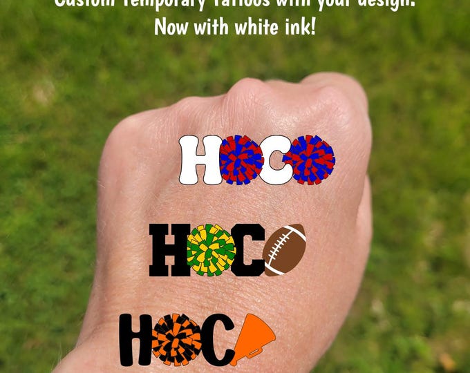 Custom Temporary Tattoos for Homecoming - cheerleader tattoos for football games, Team Spirit, School colors, High school homecoming parade
