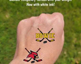 Custom Temporary Tattoos for Ice Hockey Teams - Team Spirit, School Spirit, Birthday Party Favors, ice hockey club fan essentials, team gift