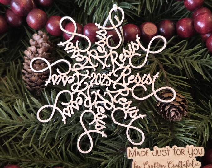 Resist Christmas ornament - Resist Flake ornament, Pro-democracy Christmas gift, Political ornament, Anti-Trump, Anti-MAGA, Resist Tyranny