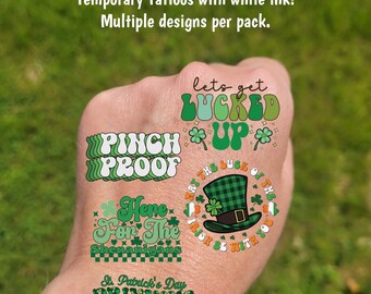 Temporary Tattoos for St. Patrick's Day - St. Paddy's Day parade tattoos, bachelorette party tattoos, retro design, Saint Patrick's Day