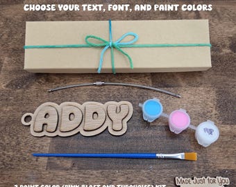 Paint Your Own Bag Tag Kit - Personalized gift for kids, custom birthday gift, sleepover party favor, art stocking stuffer, craft project