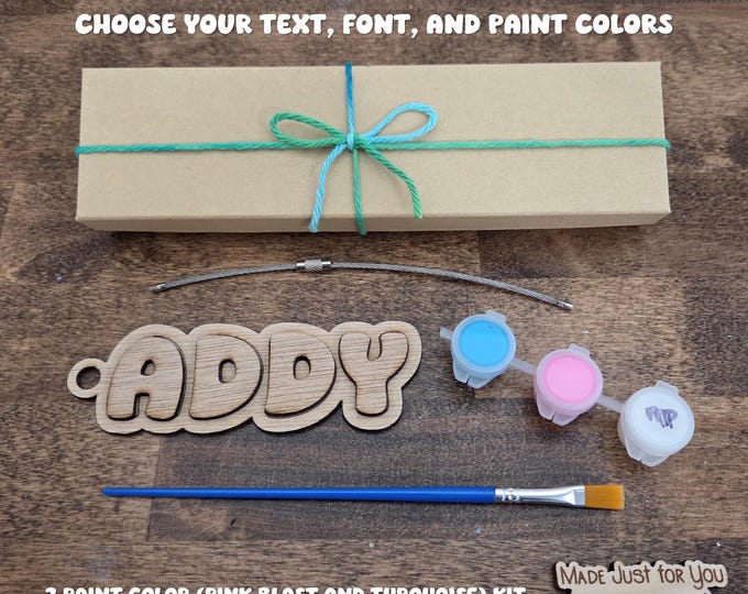 Paint Your Own Bag Tag Kit - Personalized gift for kids, custom birthday gift, sleepover party favor, art stocking stuffer, craft project