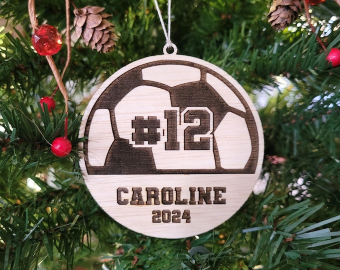 Personalized Soccer Christmas ornament - custom ornament for club soccer player, high school soccer coach gift from team, youth soccer