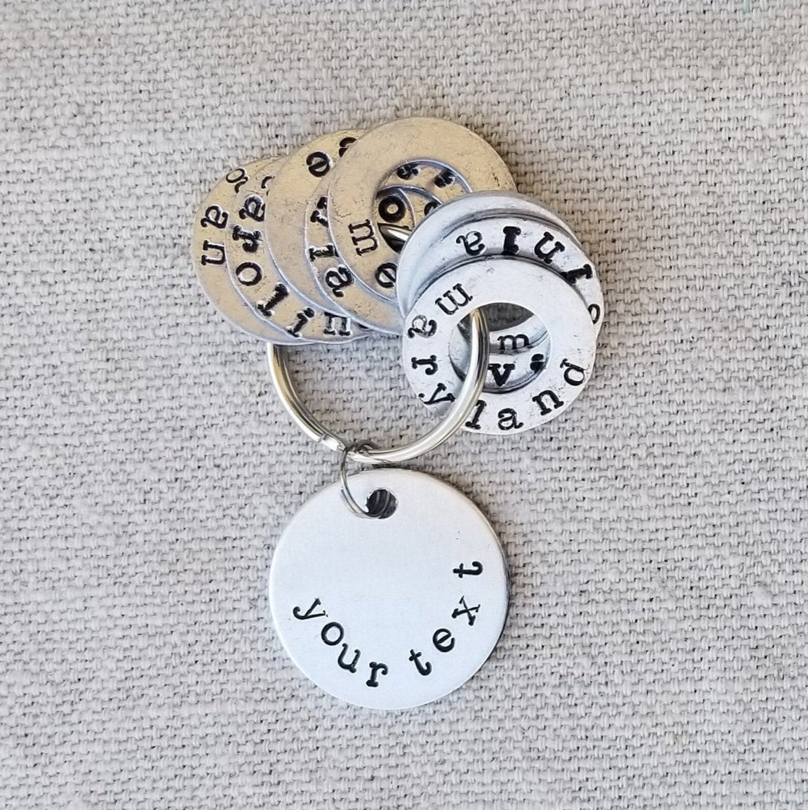 Custom Hand Stamped Keychains with tokens for travelers and Etsy