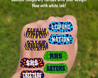 Custom Contoured Eye Black Temporary Tattoos - School Color Animal Print, Birthday Party Favors, High school football, softball, baseball