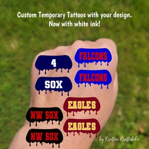 Custom Contoured Drip Eye Black Temporary Tattoos - Team Spirit, Birthday Party Favors, High school football fan, lacrosse softball baseball